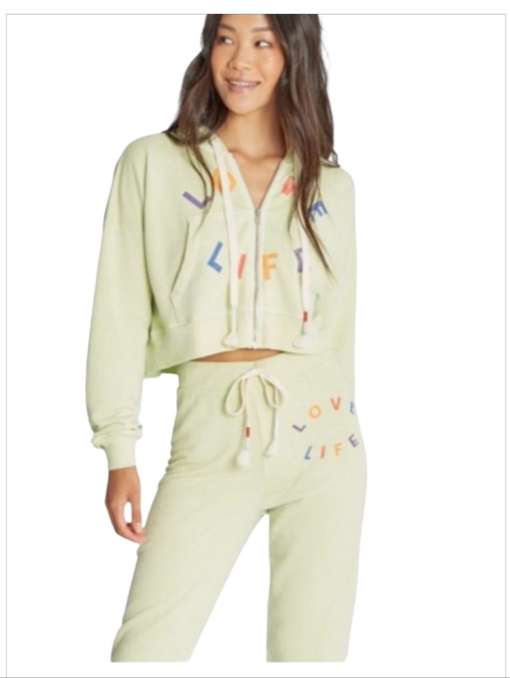 NWT Wildfox Green Sweatshirt Jogger Set sz M